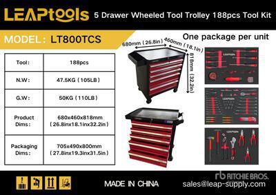 Quantity of (2) 2026 LEAPtools LT800TCS 5 Drawer 188pcs Tool Kit Divers  (Unused)