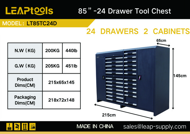 2026 LEAPtools LT85TC24D 2160 mm 24-Drawer Tool Cabinet (Unused)