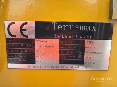 2026 Terramax WZ388-F 4x4 Retroexcavadora (Sin Usar) / Backhoe Loader (Unused)