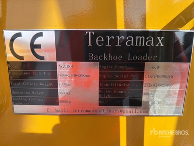 2026 Terramax WZ388 4x4 Retroexcavadora (Sin Usar) / Backhoe Loader (Unused)