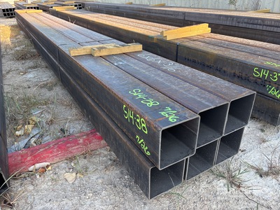 Quantity of (6) 6 in x 6 in x 3/16 in x 20 ft Square Tubing Divers  (Unused)