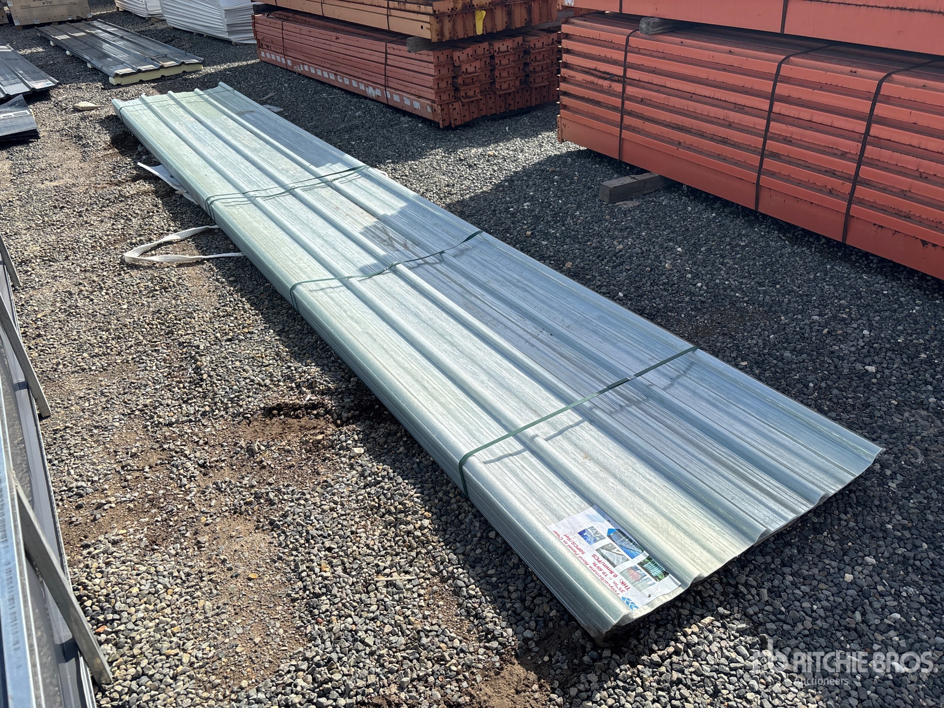 Quantity of (50) 35 In x 19.69 ft Corrugated Polycarbonate Roof Panel (Unused)
