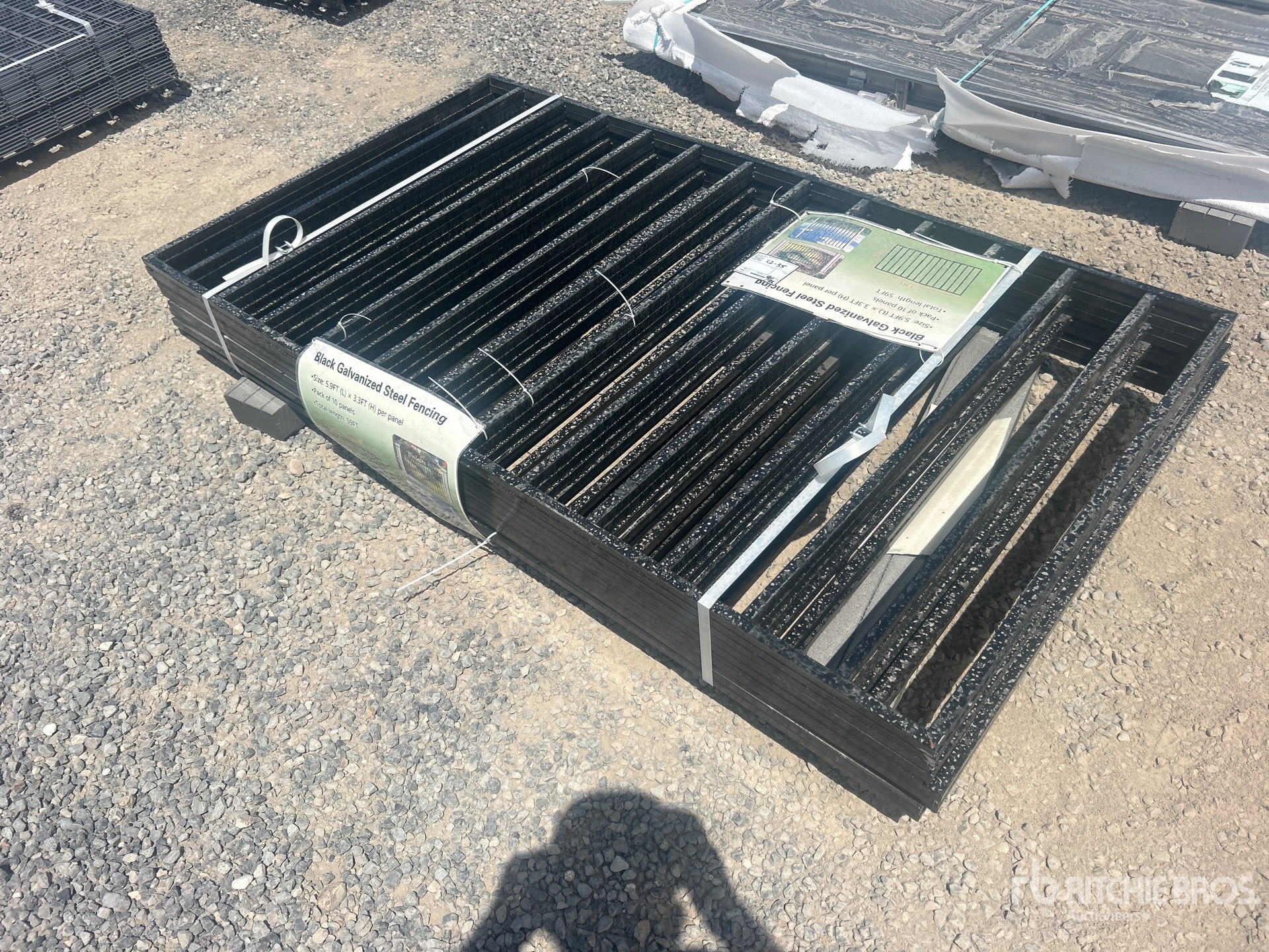 Quantity of (10) 5.9 ft x 3.3 ft Black Galvanized Steel Fencing (Unused)