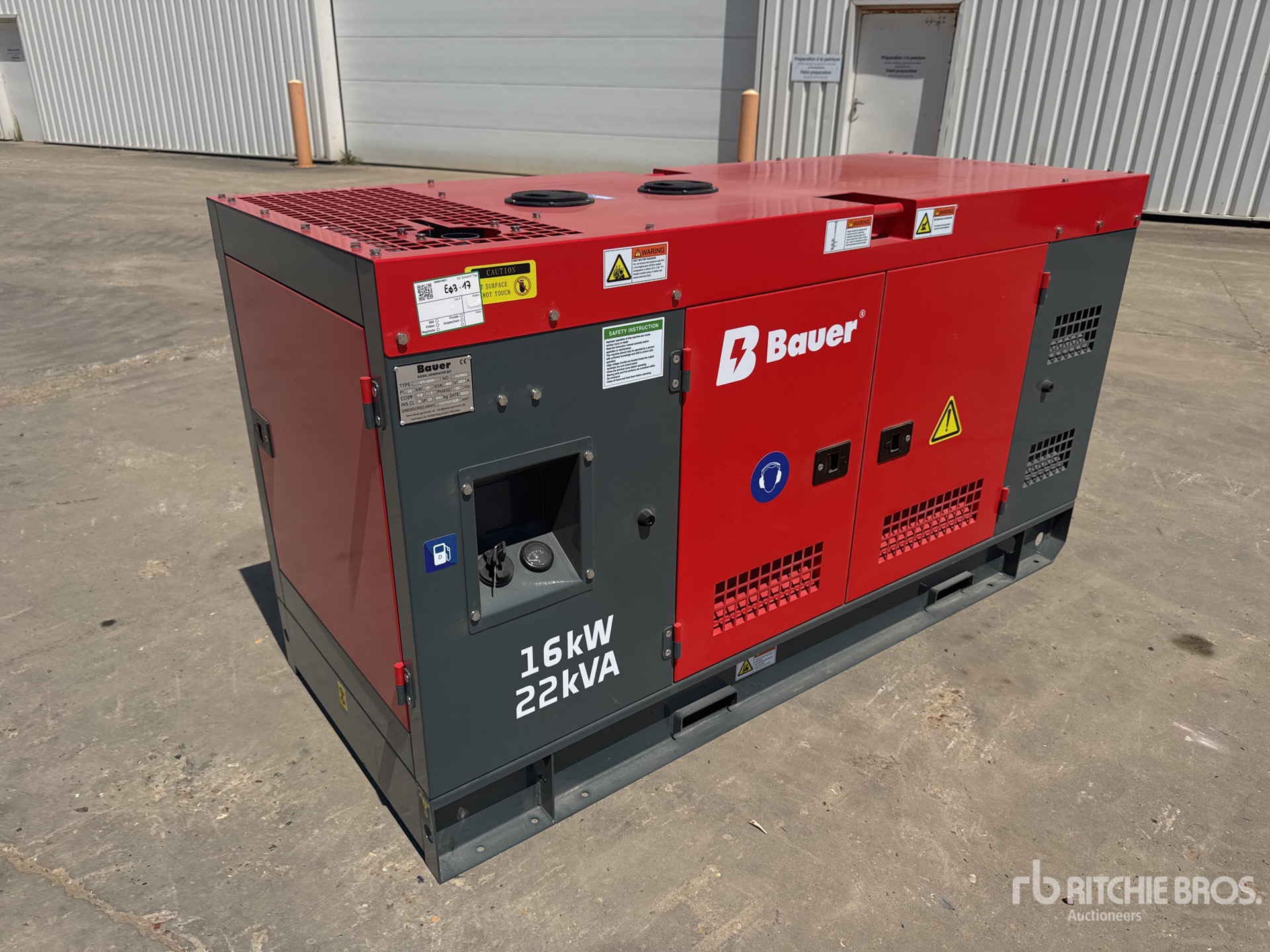 2025 Bauer GFS-16KW 20 kVA Skid-Mounted 16 kW/20 kVA Generator Set (Unused)