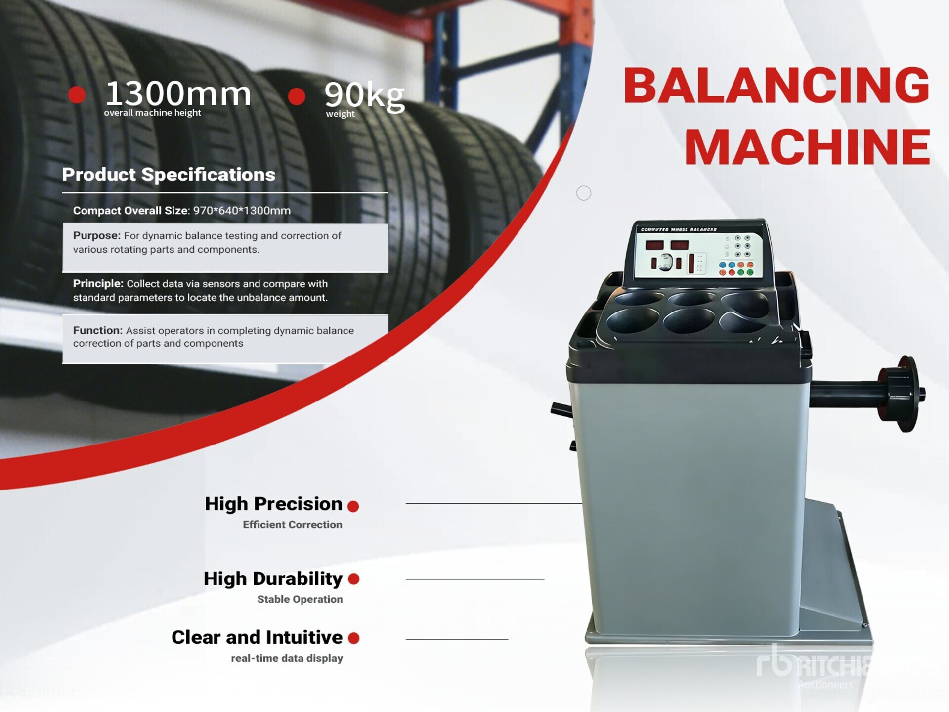 2026 TBM 3 ft 2 in x 2 ft 1 in Balanceador de Llantas (Sin Usar) / Wheel Balancer (Unused)