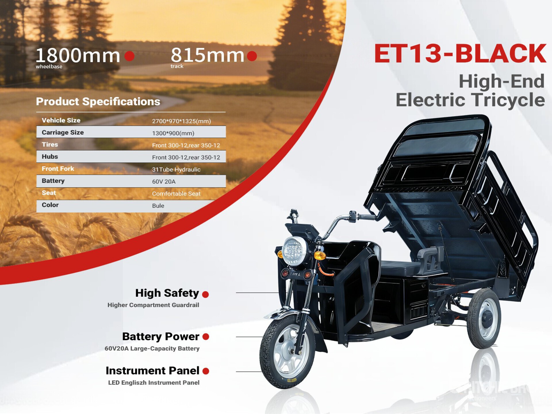 2026 ET13-BLACK Triciclo Electrico (Sin Usar) / Trike (Unused)