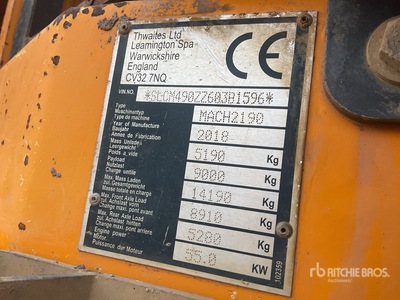 2018 Thwaites MACH2190 9 ton 4x4 dumper