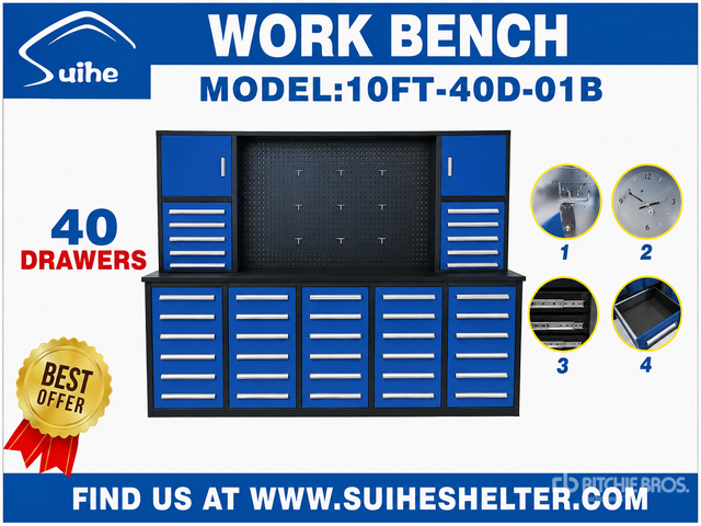 2026 Suihe NWB-H40DB-10 9 ft 4 in 40-Drawer Workbench (Unused