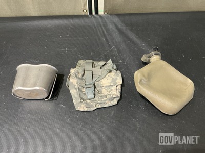 (54) Water Canteen Cups, (95) Canteen Pouches, (60) Canteens & Assorted Items