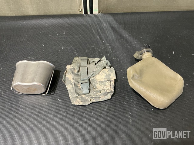 (54) Water Canteen Cups, (95) Canteen Pouches, (60) Canteens & Assorted Items