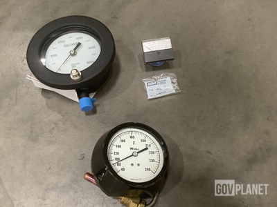 (2) Temperature Gages, (1) Pressure Gage, (1) Voltmeter & Assorted Items