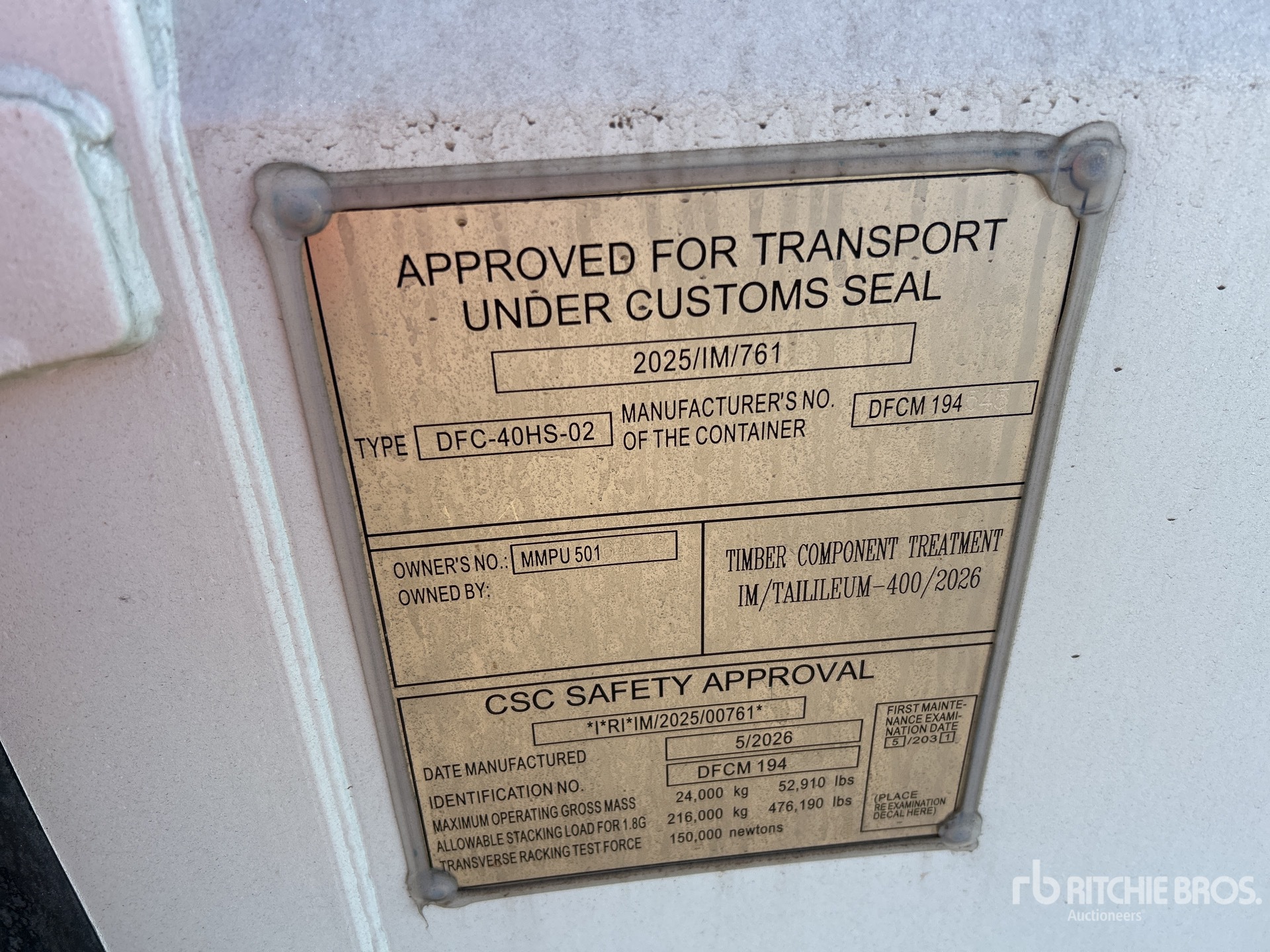 2026 40 Ft One-Way High Cube Storage Container (Unused)