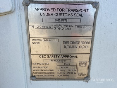 2026 40 Ft One-Way High Cube Storage Container (Unused)