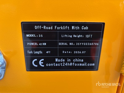 2026 SDLOOL SL-35 Rough Terrain Forklift (Unused)