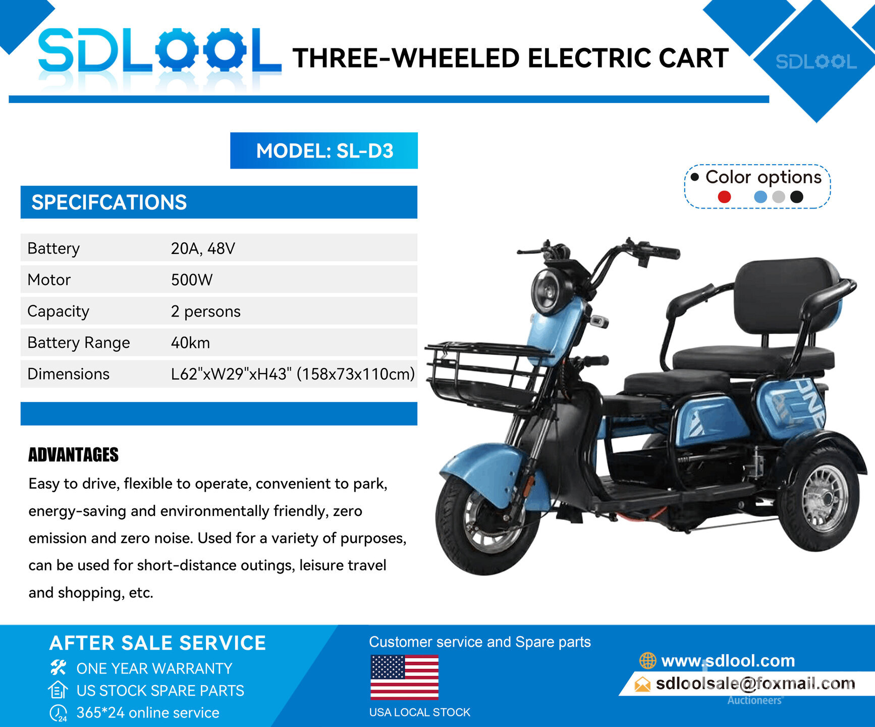 2026 SDLOOL D3 Triciclo Electrico (Sin Usar) / Trike (Unused)