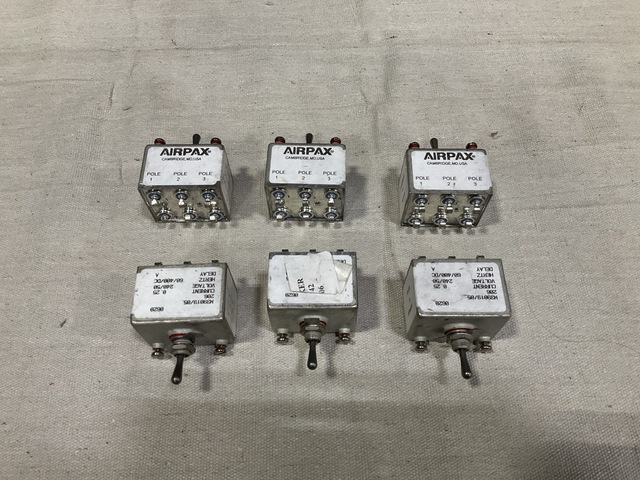 (6) Airpax M39019/05-206 Circuit Breakers (6) Airpax M39019/05-206 Circuit Breakers