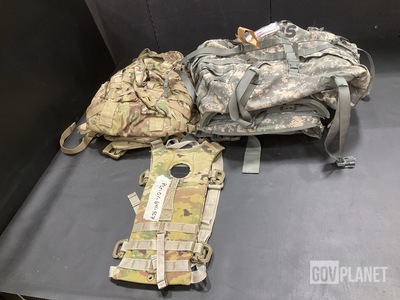 (79) Hydration Carriers, (5) Large Field Packs, (1) Field Pack & Assorted Items