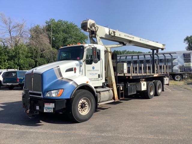 National 600E2 40000 lb Straight Boom on 2013 Kenworth T440 6x4 Flatbed Truck with Crane
