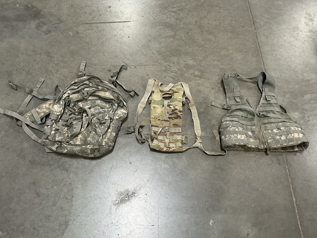 (12) Fighting Load Carriers, (24) Hydration System Carriers & Assorted Items