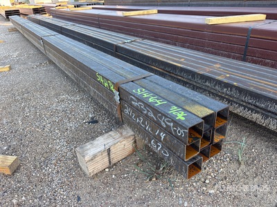 Quantity of (9) 2 1/2 in x 2 1/2 in x 20 ft 14 ga Square Tubing (Unused)