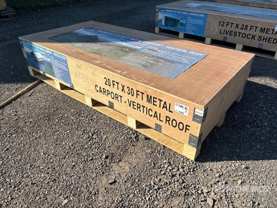 2026 AGR-MC2030 20 ft x 30 ft Steel Carport w/ Vertical Roof Panels 倉庫 (Unused)