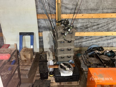 Fishing Rods, 75 Ft Utility Rope, Safety Kit,Crossbow, Tool Boxes, Folding Table