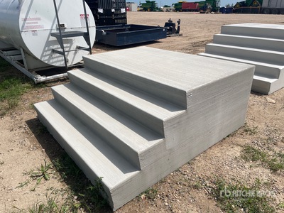 81 in x 31 in Four-Step Landing Concrete Stairs-Broom Finish