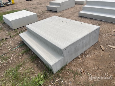 71 in x 56 in Two-Step Landing Concrete Stairs- Broom Finish