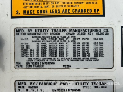 2021 Utility 53 ft x 102 in T/A Van Trailer