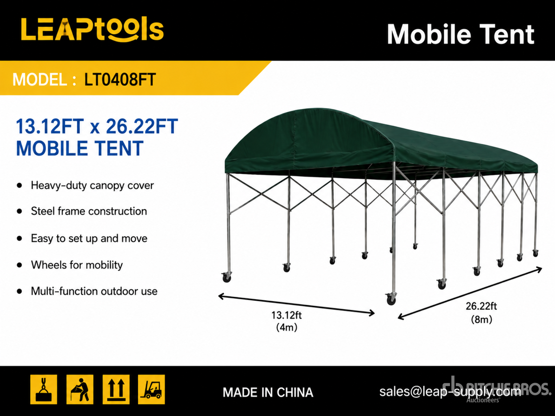 Quantity of (2) LEAPtools 8 m x 4 m Mobile Tent Recreation Unit (Unused)