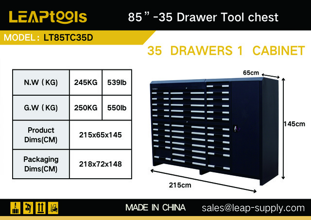 2026 LEAPtools LT85TC35D 2150 mm 35-Drawer Tool Cabinet (Unused)