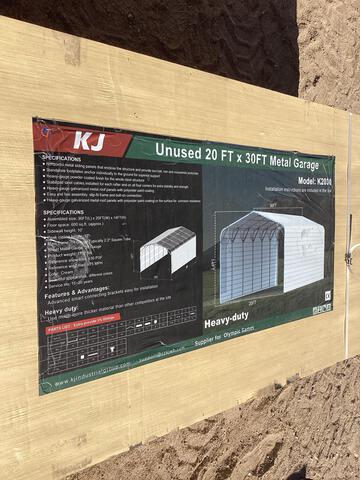 KJ K2030 Metal Garage - Unused