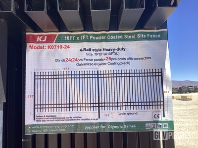 (24) Pieces of KJ Powder Coated Steel Fence w/(25) Post Connectors - Unused