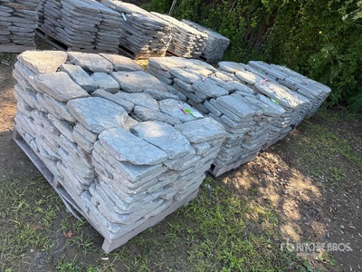 Quantity of (5) 2 In Tumbled Irregular Pavers Piedra (Unused)