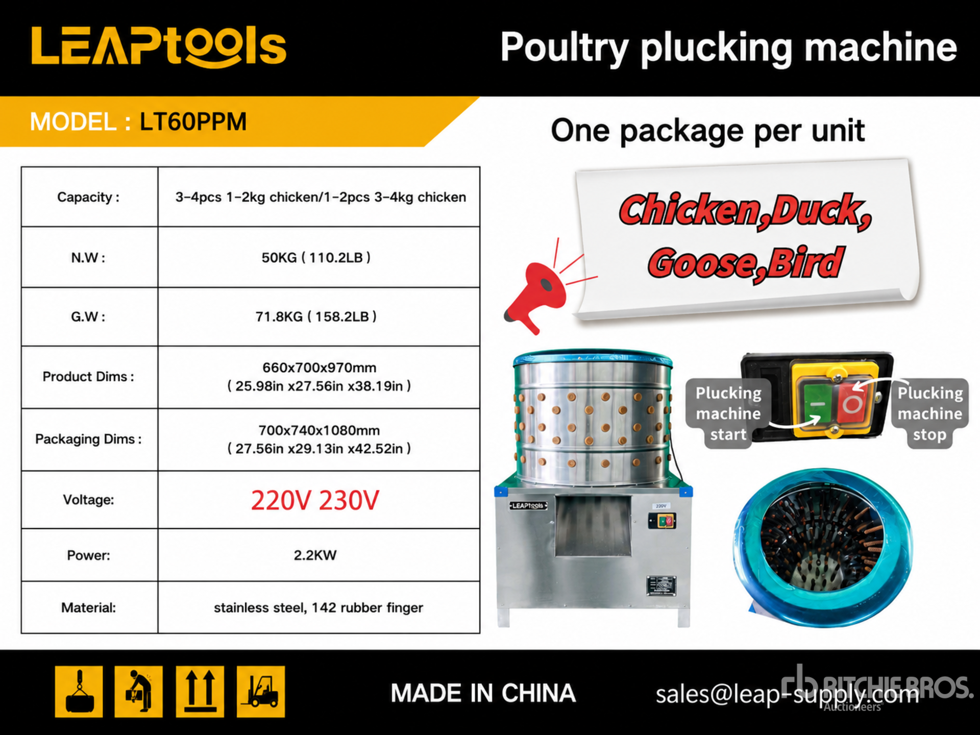 2026 LEAPtools LT60PPM Poultry plucking machine (Unused)