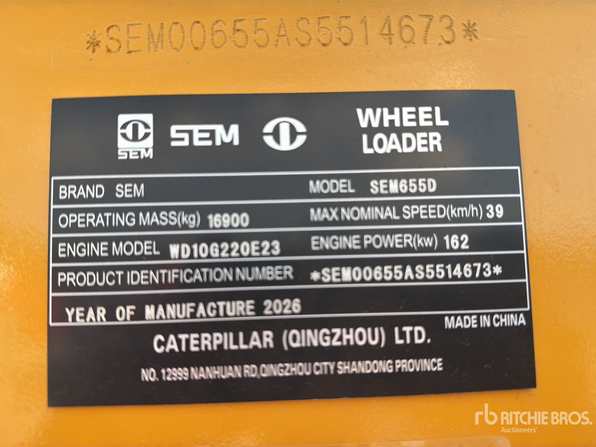 2026 SEM SEM655D Cargador sobre Neumaticos (Sin Usar) / Wheel Loader (Unused)
