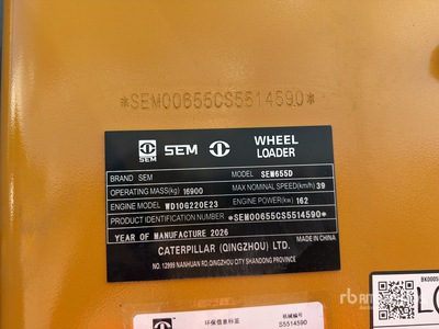 2026 SEM SEM655D Cargador sobre Neumaticos (Sin Usar) / Wheel Loader (Unused)
