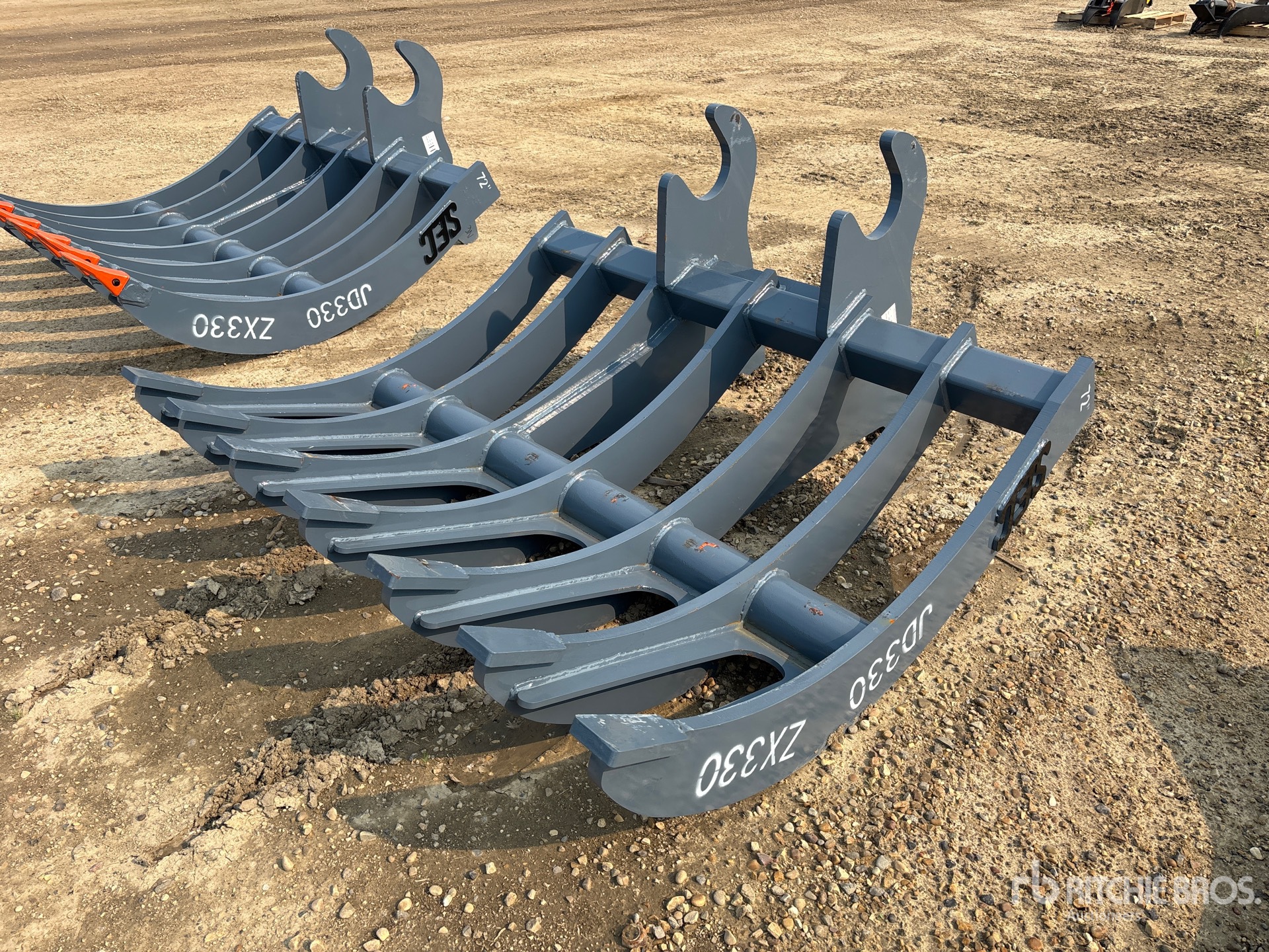 2026 SEC 72 in Q/C Excavator Rake - Fits ZX330/JD330/Cat 330 (Unused)
