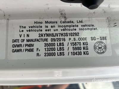 2017 Hino 358 4x2 バントラック