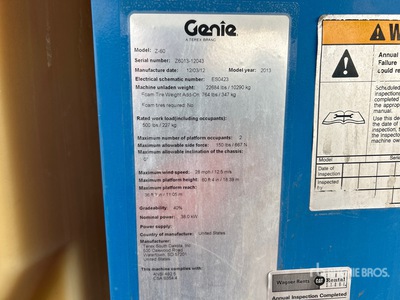 2013 Genie Z60 4WD Diesel Nacelle articulée