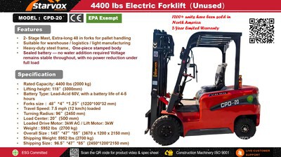 2026 STARVOX CPD-20 4400 lb Electric Forklift (Unused)