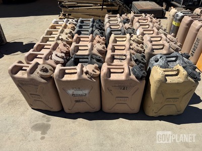 Lot of 30- Water Container 5 Gallon/ 20 Liter Ships in a reusable Palcon Container. Ship Dims: 47x40x48 250lbs