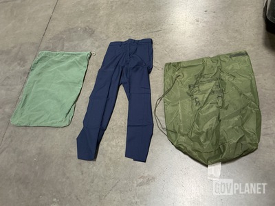 (72) Barracks Bags, (33) Pairs of Trousers, (3) Clothing Bags & Assorted Items