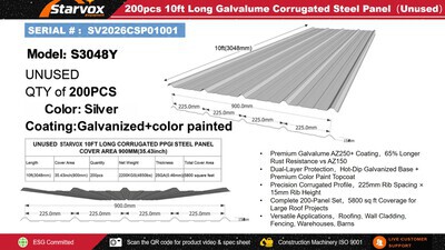 Quantity of (200) 2026 STARVOX S3048Y Corrugated Steel Panels (Silver) (Unused)