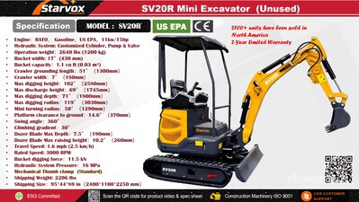2026 STARVOX SV20R Mini Excavadora (Unused)