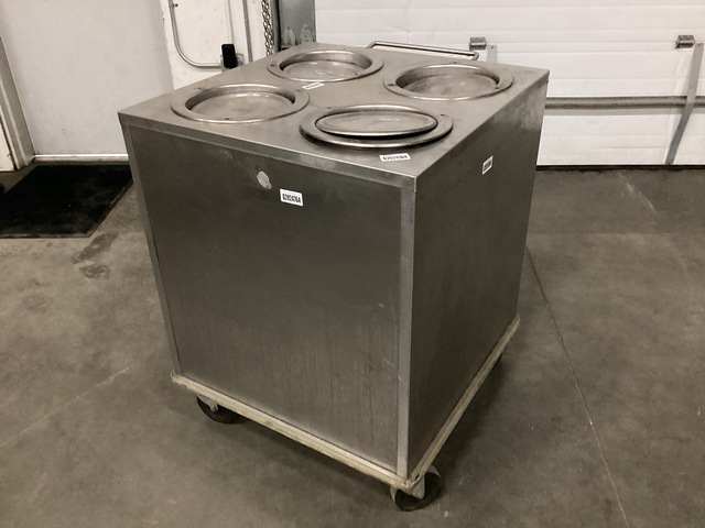 Stainless Steel Four-Stack Heated Mobile Dish Dispenser