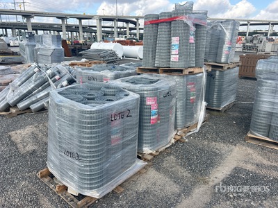 Quantity of (6) Pallets of 100 ft of 1 in x 2 in x 36 in Galvanized Welded Fence (Unused)