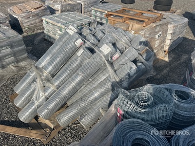 Quantity of (3) Pallets of Baler Wire, 1 3/4 in Galvanized Knurled Staples & Utility Hardware Cloths (Unused)