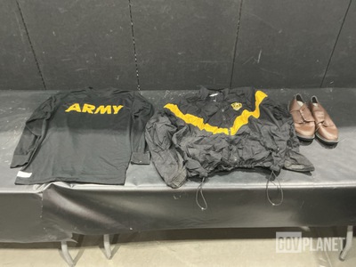 (8) Physical Fitness Uniform Jackets, (8) Pairs of Men’s Shoes & Assorted Items
