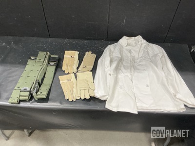 (73) Pairs of Gloves, (27) Belts, (24) Assorted Uniform Smocks & Assorted Items